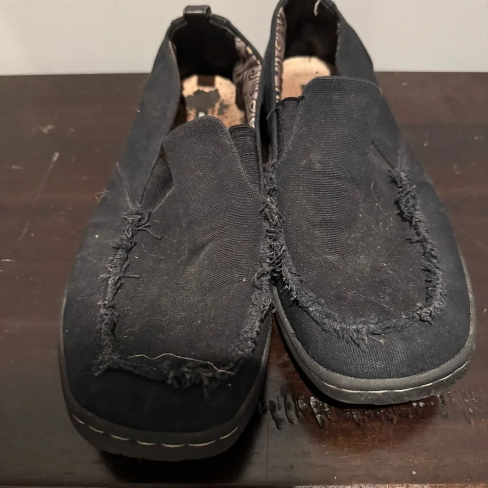 Casual Black Canvas Slip-On Loafers